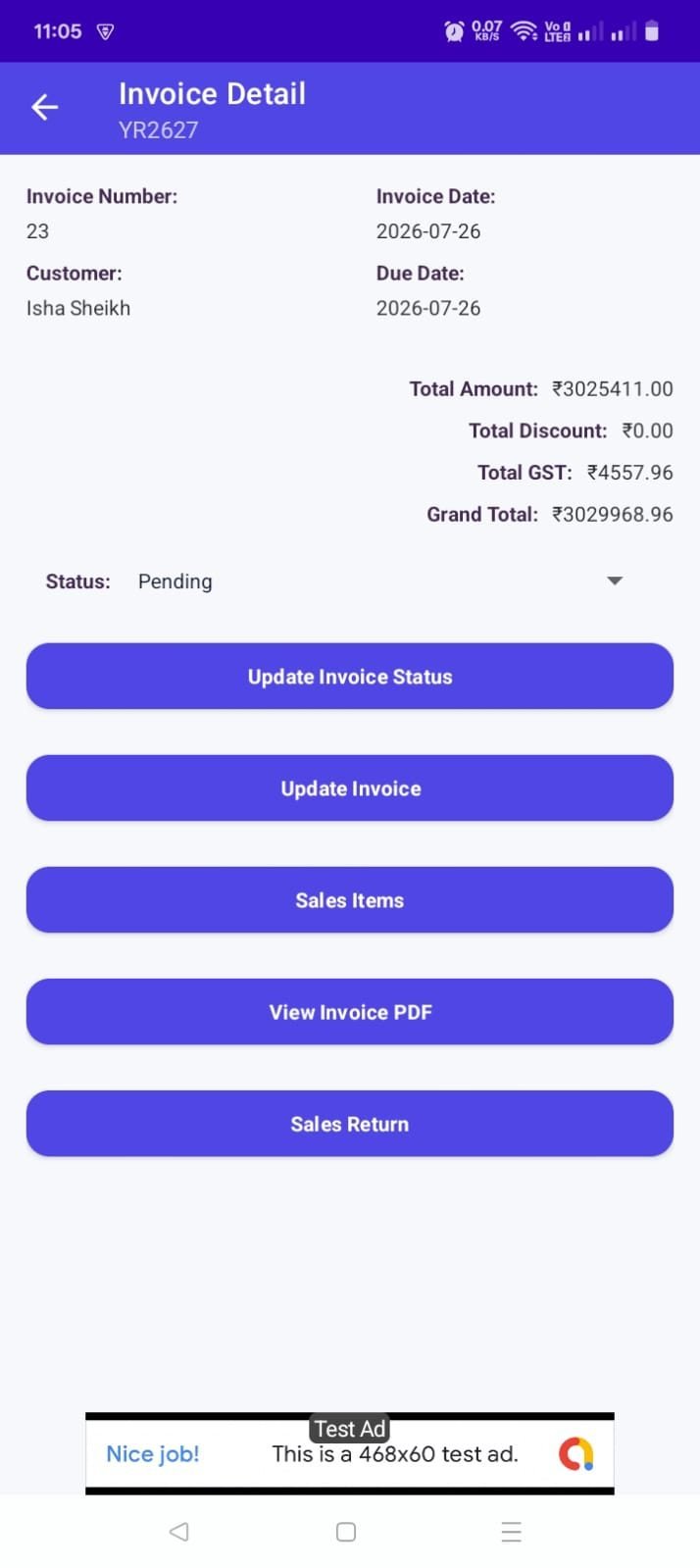 Radiant Invoicing invoice detail workflow